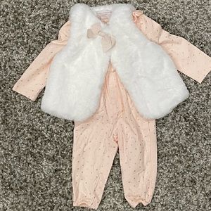 Baby girl faux fur romper set Catherine